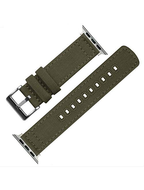 Barton Canvas Watch Bands - Stainless Steel Hardware - Quick Release - Choose Color - Compatible with All Apple Watches Series 1, 2, 3, 4, & 5-38mm/40mm & 42mm/44mm