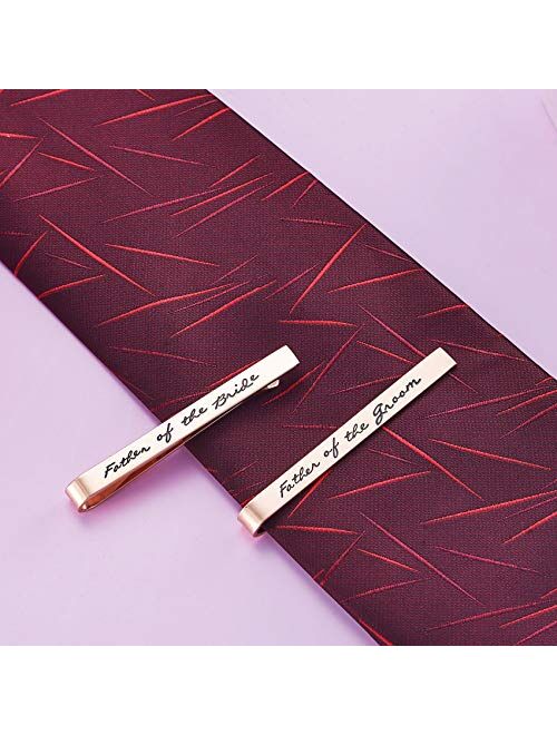 Melix Home Father of The Groom Father of The Bride Gifts Tie Clip Wedding Tie Clip Set Stainless Steel Tie Bar Wedding Party Day Present for Man