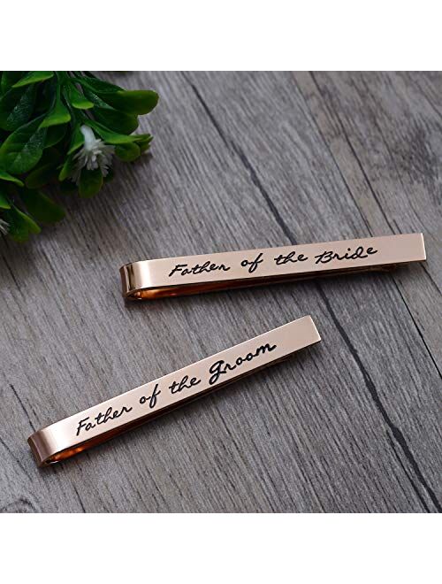 Melix Home Father of The Groom Father of The Bride Gifts Tie Clip Wedding Tie Clip Set Stainless Steel Tie Bar Wedding Party Day Present for Man