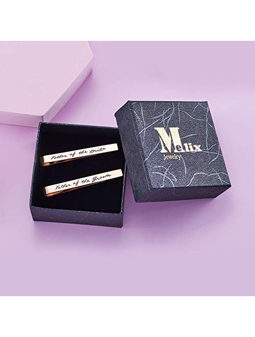 Melix Home Father of The Groom Father of The Bride Gifts Tie Clip Wedding Tie Clip Set Stainless Steel Tie Bar Wedding Party Day Present for Man