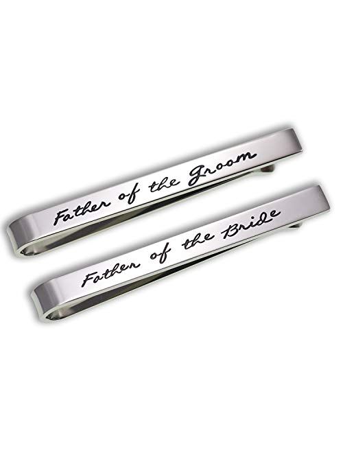 Melix Home Father of The Groom Father of The Bride Gifts Tie Clip Wedding Tie Clip Set Stainless Steel Tie Bar Wedding Party Day Present for Man