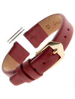 Gilden Ladies 10-14mm Classic Calfskin Fashion Color Flat Leather Watch Band F60