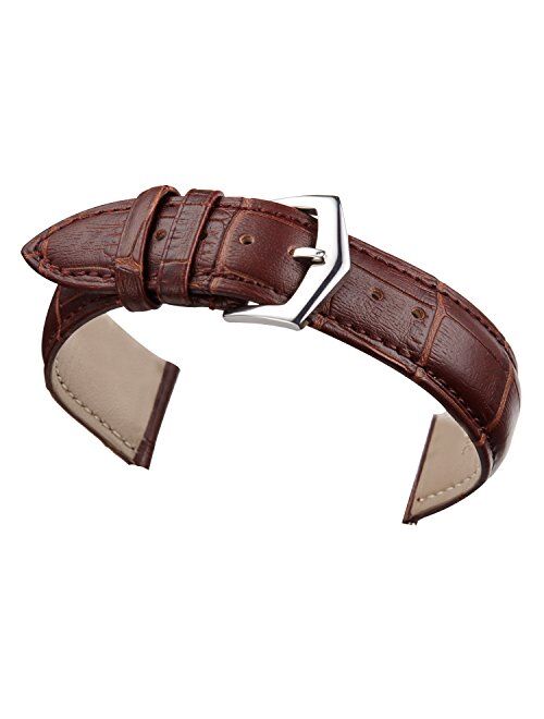 12mm 14mm 16mm 18mm 20mm 22mm Red Leather Watch Strap Band Replacement Padded Alligator Grained Classic Pin Buckle