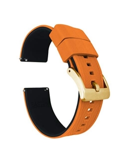 Elite Silicone Watch Bands - Quick Release - Choose Strap Color & Buckle Color (Gold, Rose Gold or Gunmetal Grey) - 18mm, 19mm, 20mm, 21mm, 22mm, 23mm & 24mm Watch