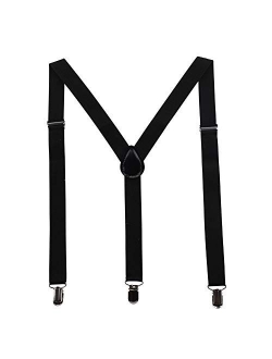 GHCHOL Suspenders for Mens with Strong Metal Clips Adjustable Elastic Y Style Leather Heavy Pants Suspender for Wedding&Party