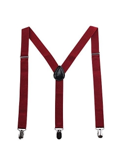 GHCHOL Suspenders for Mens with Strong Metal Clips Adjustable Elastic Y Style Leather Heavy Pants Suspender for Wedding&Party