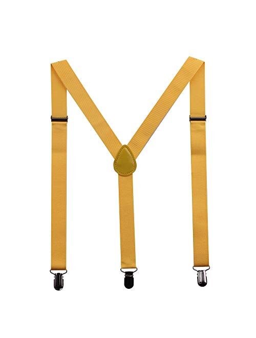 GHCHOL Suspenders for Mens with Strong Metal Clips Adjustable Elastic Y Style Leather Heavy Pants Suspender for Wedding&Party