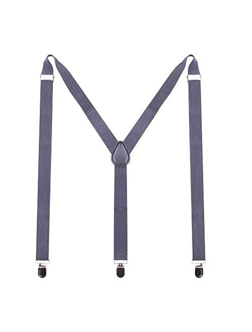 GHCHOL Suspenders for Mens with Strong Metal Clips Adjustable Elastic Y Style Leather Heavy Pants Suspender for Wedding&Party