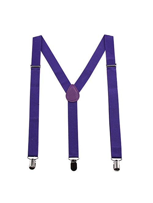 GHCHOL Suspenders for Mens with Strong Metal Clips Adjustable Elastic Y Style Leather Heavy Pants Suspender for Wedding&Party