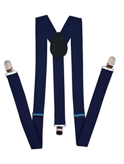 Navisima Adjustable Elastic Y Back Style Suspenders for Men and Women With Strong Metal Clips