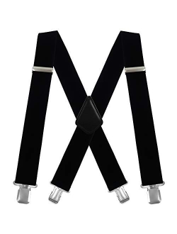 Men's X-Back 2 Inches Wide Heavy Duty Clips Adjustable Suspenders