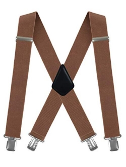 Men's X-Back 2 Inches Wide Heavy Duty Clips Adjustable Suspenders