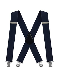 Men's X-Back 2 Inches Wide Heavy Duty Clips Adjustable Suspenders