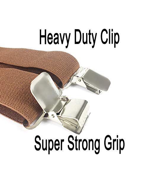 Men's X-Back 2 Inches Wide Heavy Duty Clips Adjustable Suspenders