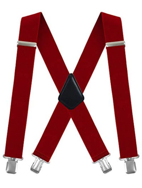 Men's X-Back 2 Inches Wide Heavy Duty Clips Adjustable Suspenders