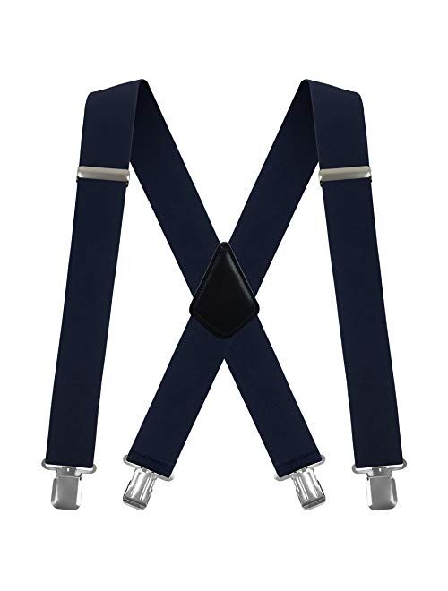 Men's X-Back 2 Inches Wide Heavy Duty Clips Adjustable Suspenders