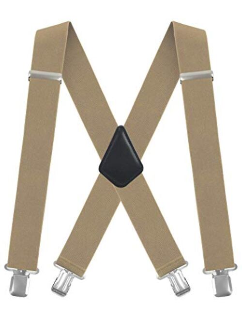 Men's X-Back 2 Inches Wide Heavy Duty Clips Adjustable Suspenders