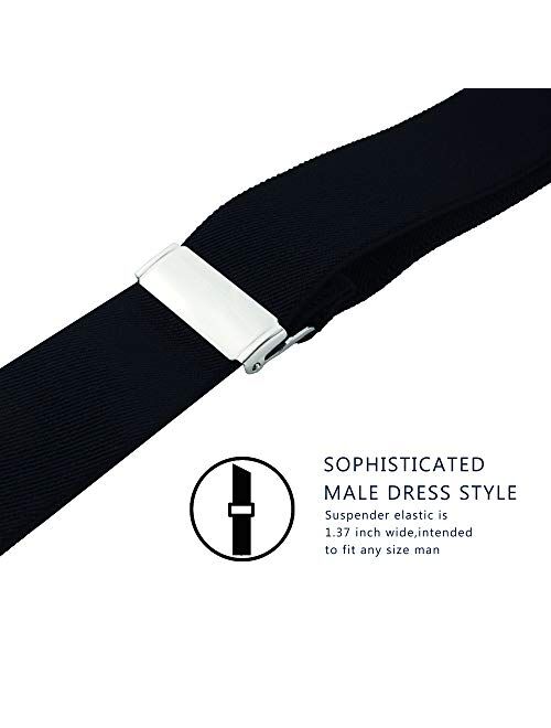 Suspenders for Men,Fowateda Adjustable Suspenders with Elastic Straps Y-Back Construction Heavy Duty for Work