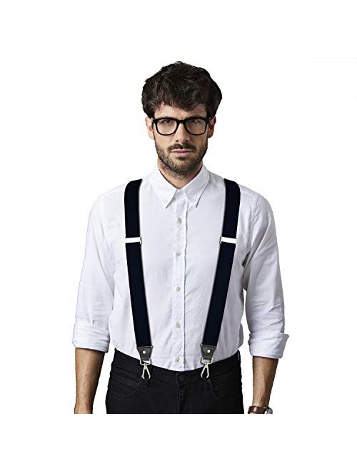 Suspenders for Men,Fowateda Adjustable Suspenders with Elastic Straps Y-Back Construction Heavy Duty for Work