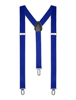 Boolavard Braces/Suspenders One Size Fully Adjustable Y Shaped with Strong Clips