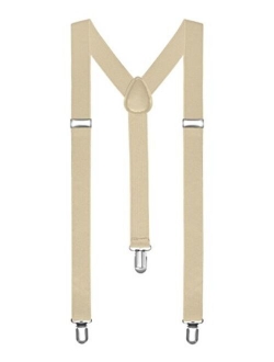 Boolavard Braces/Suspenders One Size Fully Adjustable Y Shaped with Strong Clips