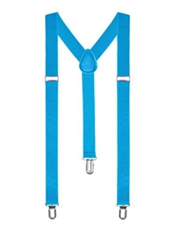 Boolavard Braces/Suspenders One Size Fully Adjustable Y Shaped with Strong Clips