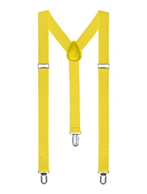 Boolavard Braces/Suspenders One Size Fully Adjustable Y Shaped with Strong Clips