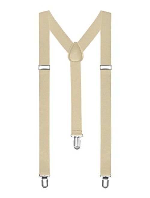 Boolavard Braces/Suspenders One Size Fully Adjustable Y Shaped with Strong Clips