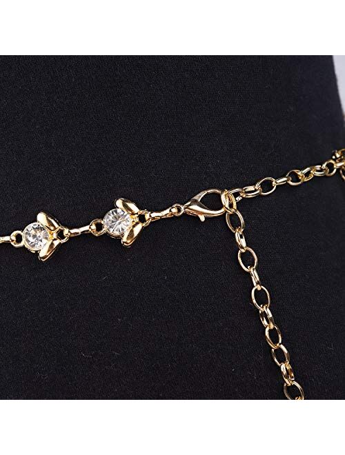 Glamorstar Chain Belt for Women Rhinestone Crystal Waist Belts for Dress Gift