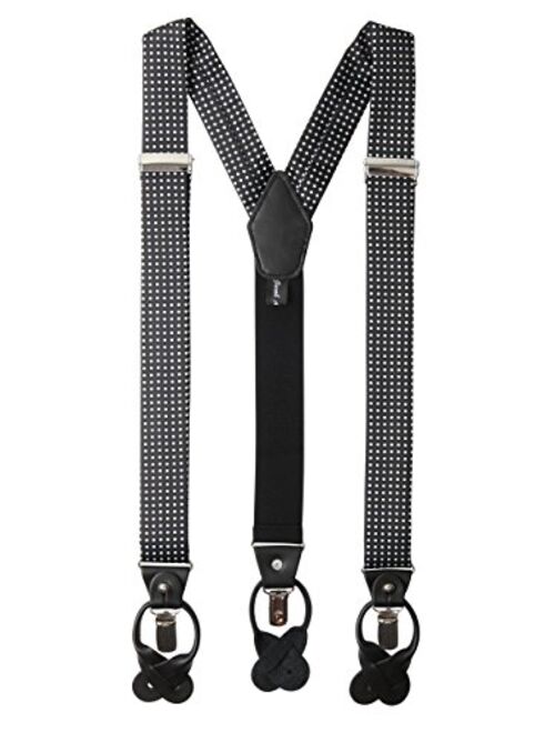 Jacob Alexander Men's Polka Dot Y-Back Suspenders Braces Convertible Leather Ends and Clips