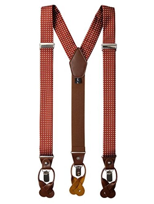 Jacob Alexander Men's Polka Dot Y-Back Suspenders Braces Convertible Leather Ends and Clips