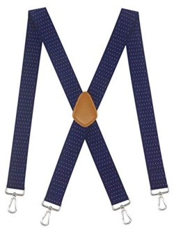 Doloise Men’s Heavy Duty Belt Loops X Back 1.4 Inch Suspenders with 4 Snap Hooks