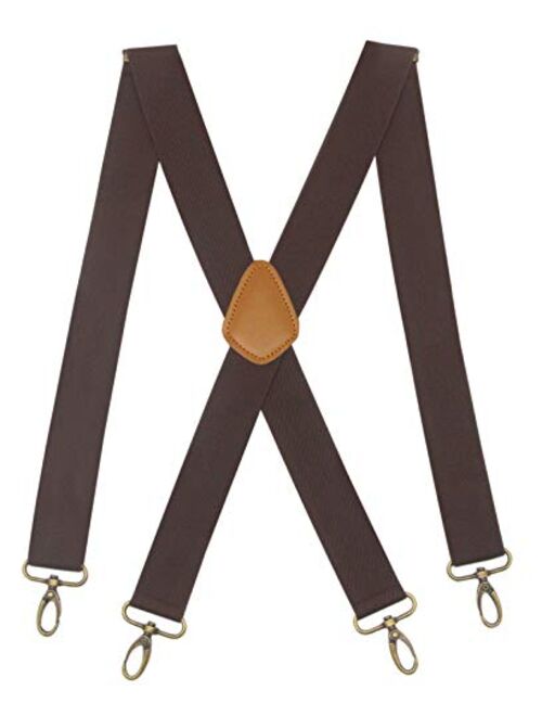 Doloise Men’s Heavy Duty Belt Loops X Back 1.4 Inch Suspenders with 4 Snap Hooks