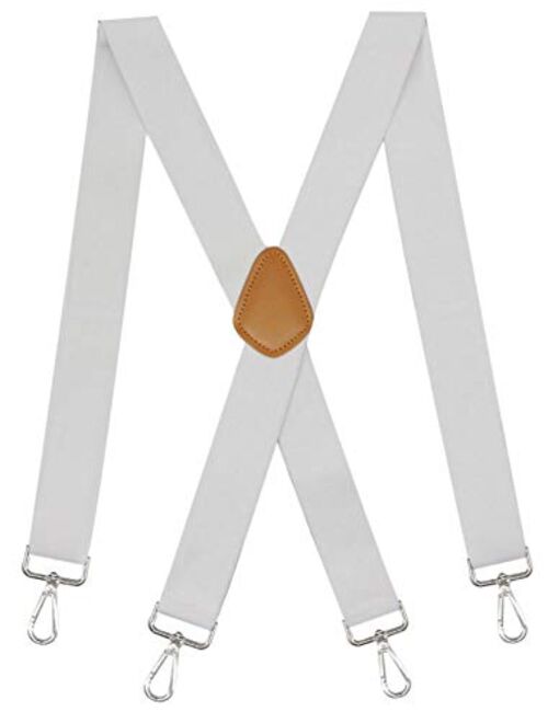 Doloise Men’s Heavy Duty Belt Loops X Back 1.4 Inch Suspenders with 4 Snap Hooks