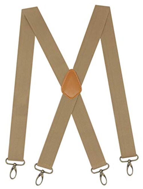 Doloise Men’s Heavy Duty Belt Loops X Back 1.4 Inch Suspenders with 4 Snap Hooks