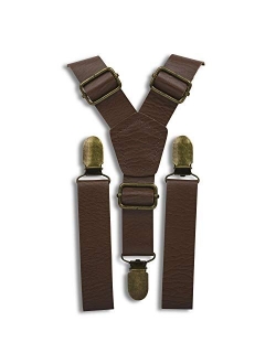 London Jae Apparel Brown Suspenders for Men (35”-67" fits up to 6’8 Big&Tall)