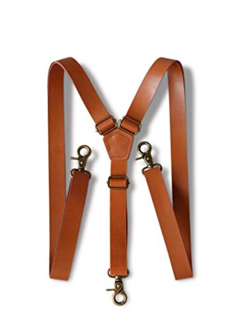 London Jae Apparel Brown Suspenders for Men (35”-67" fits up to 6’8 Big&Tall)