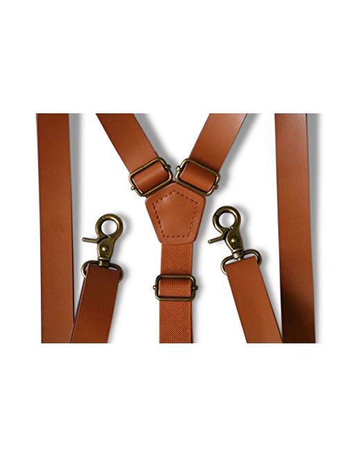 London Jae Apparel Brown Suspenders for Men (35”-67" fits up to 6’8 Big&Tall)