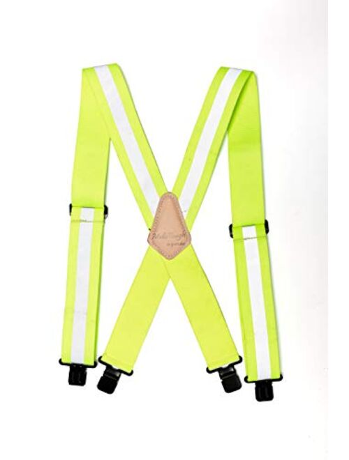 Reflective Safety Suspenders|Work Suspenders with Hi Viz Reflective Strip Hold Up Tool Belt Suspenders
