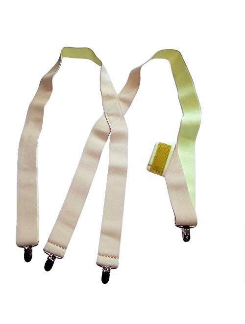 Holdup Suspender Company Hidden Undergarment X-back Beige Suspenders with No-slip Silver Clips