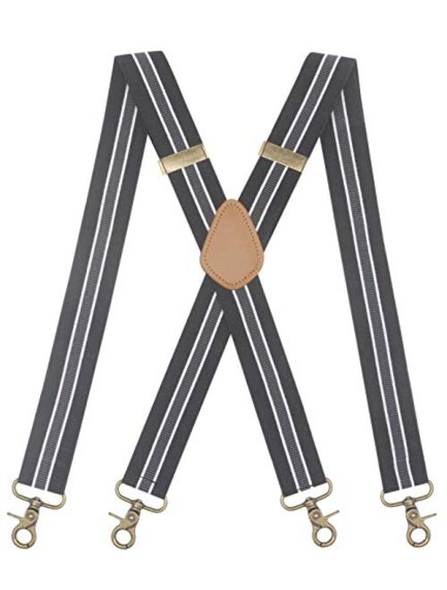 Mens Suspender 4 Swivel Strong Hooks Adjustable Braces Elastic Comfortable X Style Heavy Duty Strap