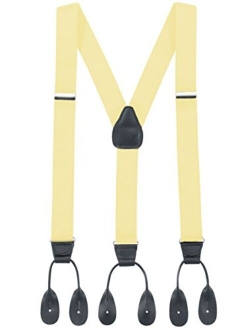 Suspenders for Men Y-Back Leather Trimmed Button End Tuxedo Suspenderss Many colors and designs