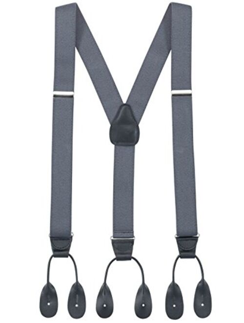 Hold'Em Suspenders for Men Y-Back Leather Trimmed Button End Tuxedo Suspenderss Many colors and designs