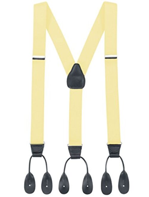 Hold'Em Suspenders for Men Y-Back Leather Trimmed Button End Tuxedo Suspenderss Many colors and designs