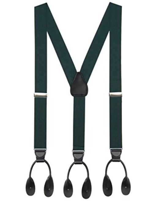 Hold'Em Suspenders for Men Y-Back Leather Trimmed Button End Tuxedo Suspenderss Many colors and designs