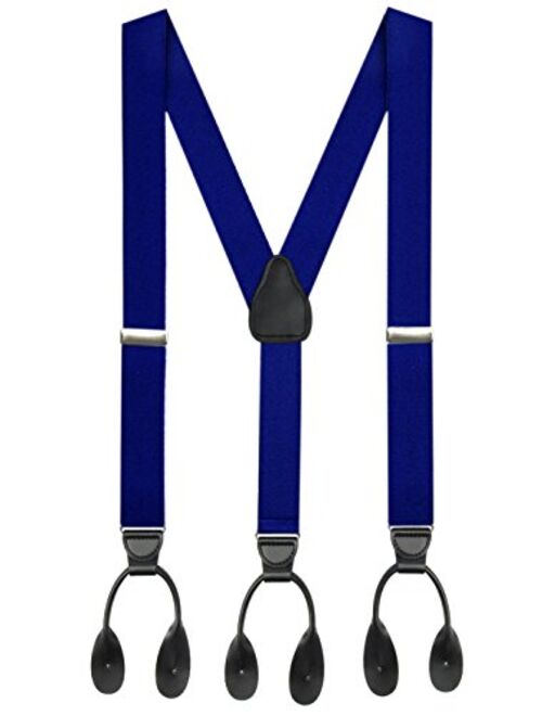 Hold'Em Suspenders for Men Y-Back Leather Trimmed Button End Tuxedo Suspenderss Many colors and designs