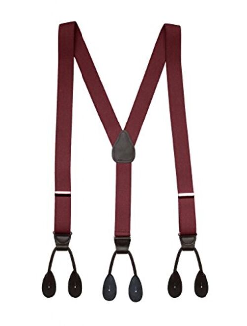 Hold'Em Suspenders for Men Y-Back Leather Trimmed Button End Tuxedo Suspenderss Many colors and designs