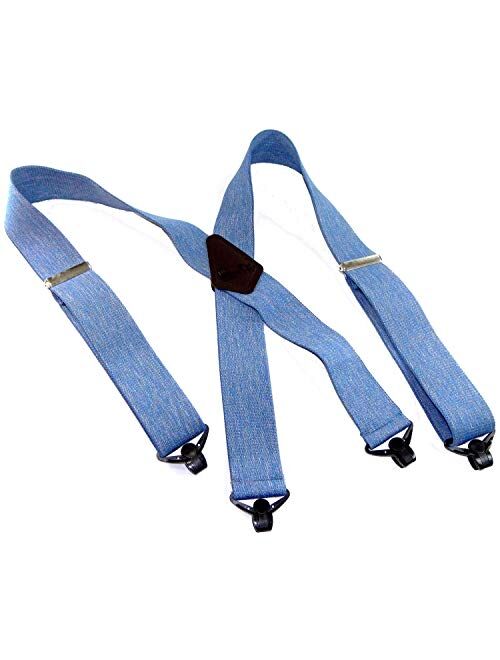 Holdup Suspender Company's Light Blue Jean colored 2" Wide Work Suspenders with Jumbo Patented Gripper Clasps