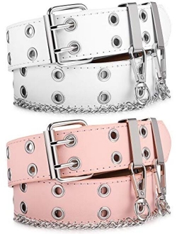 Double Grommet Women Punk Belts Prong Buckle Jeans Waist Belts