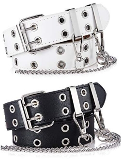 Double Grommet Women Punk Belts Prong Buckle Jeans Waist Belts